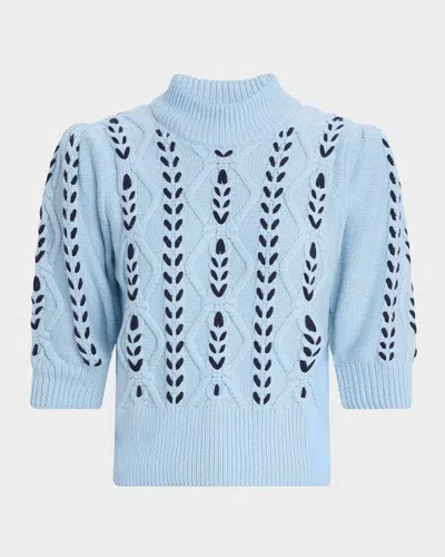Rails Addy Cable-knit Short-sleeve Sweater In Blue