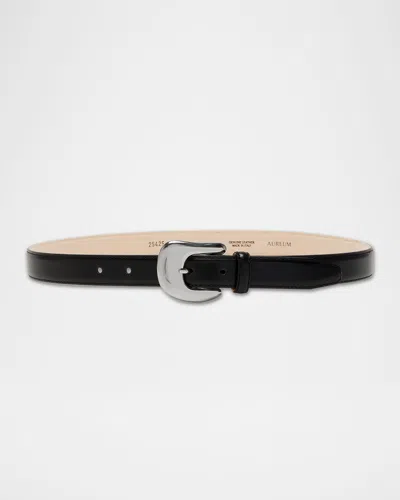 Aureum Collective Leather Belt W/ Golden Hardware In Black