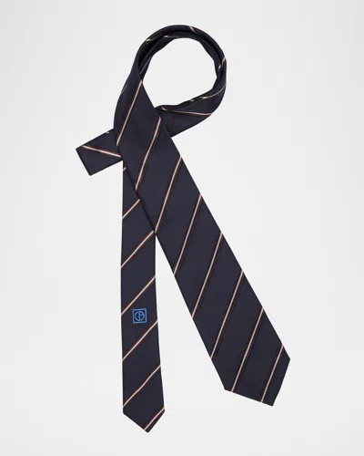 Giorgio Armani Men's Regimental Stripe Silk And Cotton Tie In Blue
