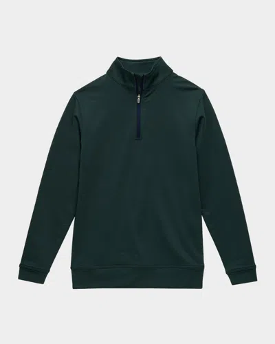 Peter Millar Boy's Perth Youth Melange Performance Quarter-zip In Green