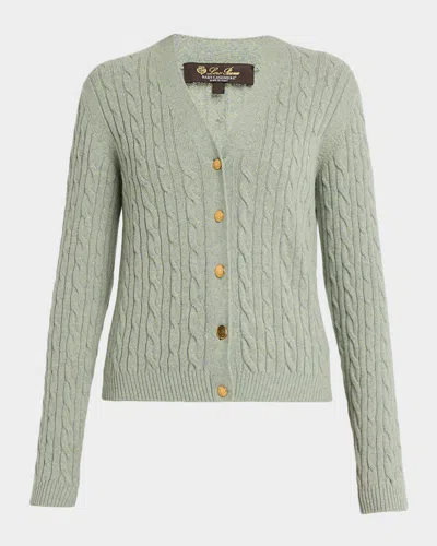 Loro Piana Baby Cashmere Cable Knit Cardigan In Gray