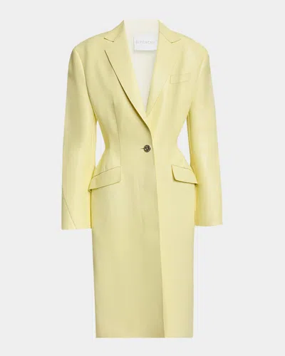 Givenchy Leather Cocoon Coat In Yellow