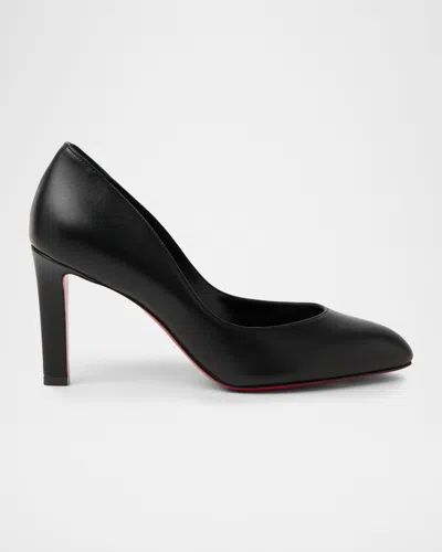 Christian Louboutin 85mm Pumppie Abrasivato Calfskin Leather Pumps In Black