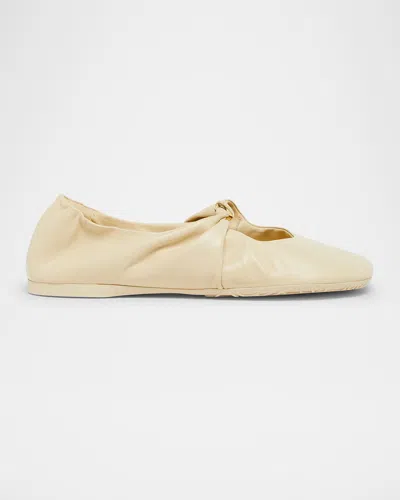 Loewe Pebble Soft Leather Ballerina Flats In Gold