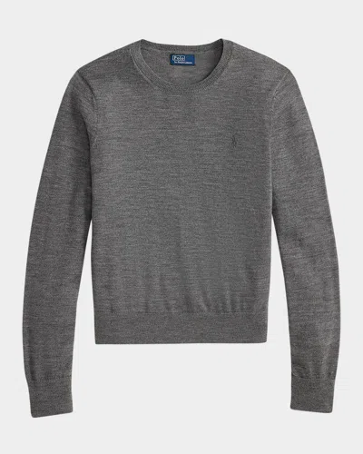 Polo Ralph Lauren Wool Crewneck Sweater In Gray