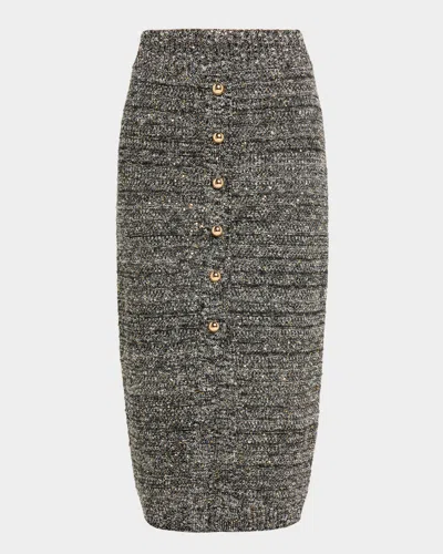 Toccin Tani Sequined Knit Midi Skirt In Brown