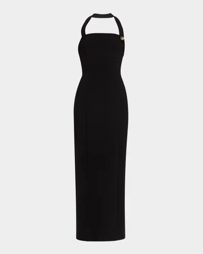 Toccin Davina Sculpted Halter Midi Dress In Black