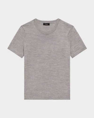 Theory Regal Merino Wool Short-sleeve Crew T-shirt In Gray
