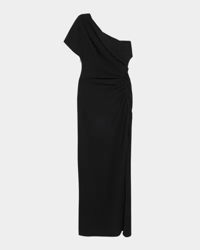 Simkhai Kally Draped One-shoulder Column Gown In Black