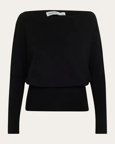 Simkhai Lavina Draped Off-shoulder Sweater In Black