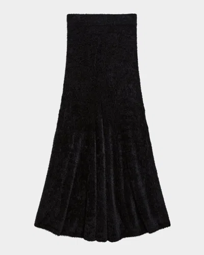 Helmut Lang Grunge Faux Fur Maxi Skirt In Black