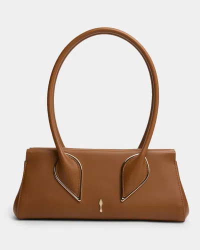Christian Louboutin Venus Calf Leather Baguette Shoulder Bag In Brown