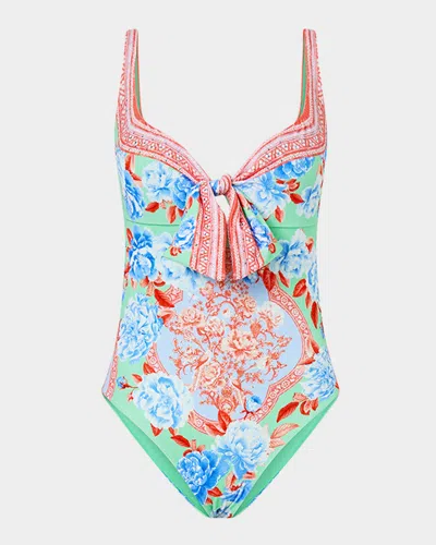 Camilla Sweetheart Neck One Piece With Tie Front Topkapi Pop In Multi
