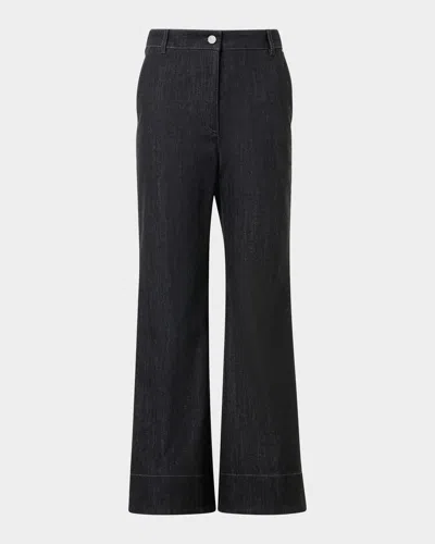 Akris Punto Cecily Bootcut Crop Denim Pants In Black
