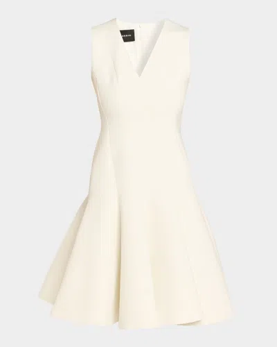 Akris Techno Neoprene Fit-and-flare Dress In White