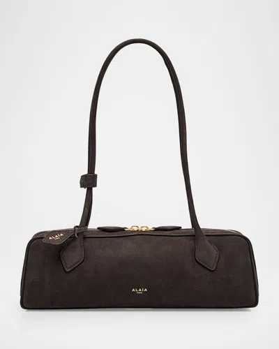 Alaïa Le Teckel Medium Suede Shoulder Bag In Gray