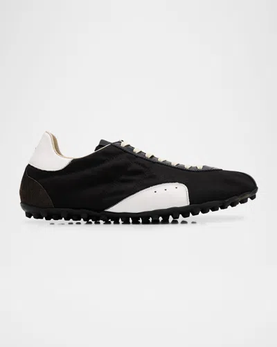 Maison Margiela Sprinter Leather And Suede-trimmed Twill Sneakers In Black