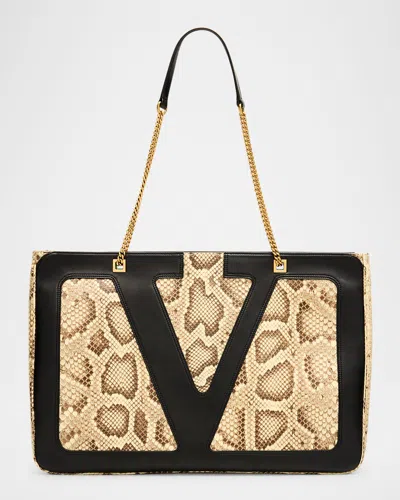 Valentino Viva Superstar Snakeskin & Leather Tote Bag