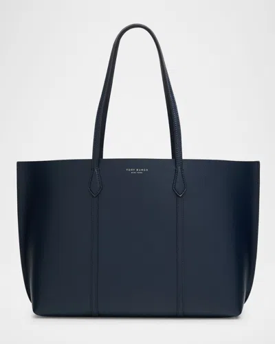 Tory Burch Perry Leather Triple Compartment Tote In Blue