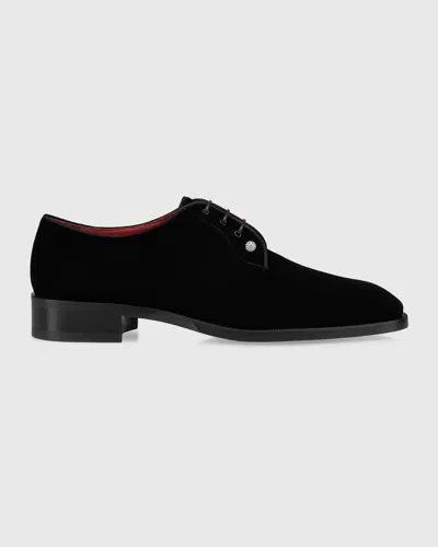 Christian Louboutin Chambeliss Velvet Derby Shoes In Black