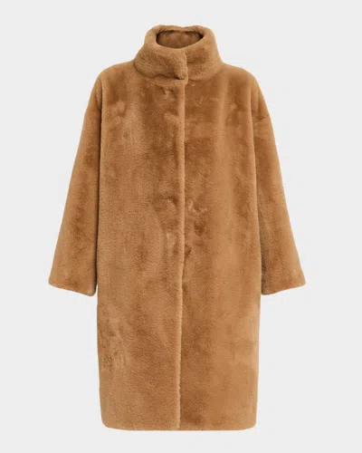 Herno Oversized Alternative Fur Coat In Brown