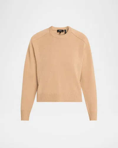 Theory Cropped Cashmere Pullover Sweater New Camel In Neutral