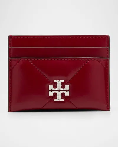 Tory Burch Kira Diamond Quilted Leather Card Case In Red