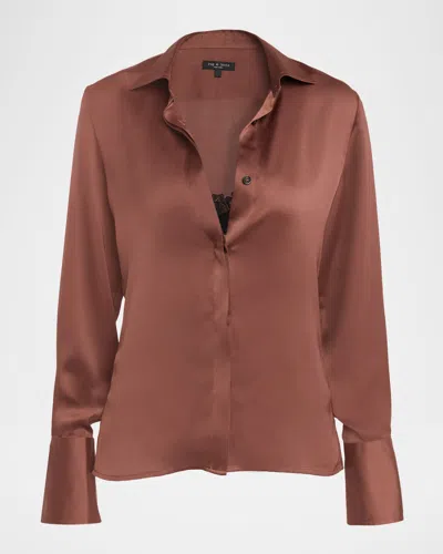 Rag & Bone Venus Lace Cami Blouse In Brown