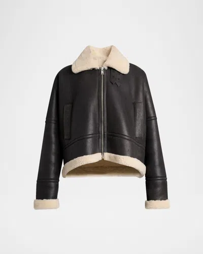 Proenza Schouler Alya Lamb Shearling Oversized Aviator Jacket In Multi