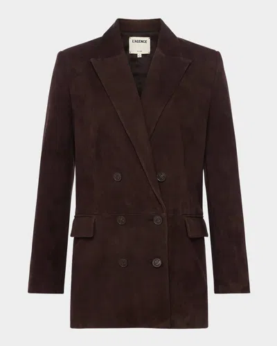 L'agence Aimee Relaxed Double-breasted Blazer In Brown