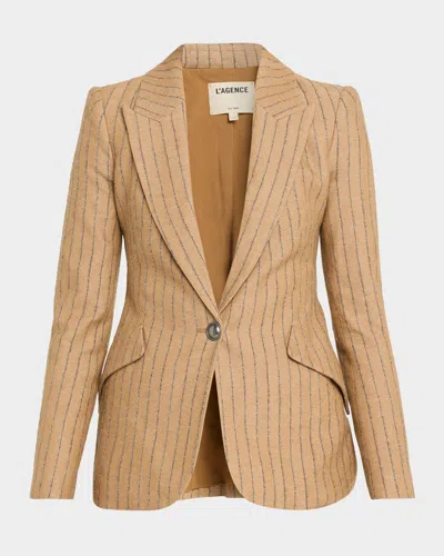 L'agence Chamberlain Pinstriped Single-breasted Blazer In Brown