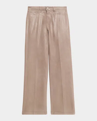 L'agence Clayton Coated Wide-leg Jeans In Neutral
