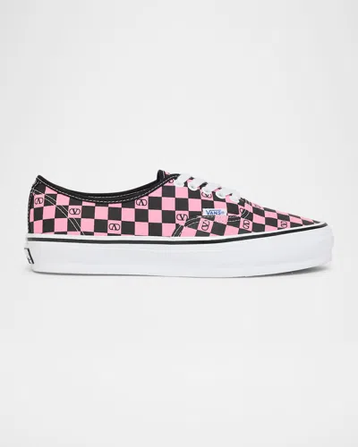 Valentino X Vans Authentic Checkered Vlogo Sneakers In Pink
