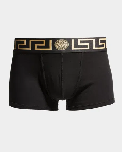 Versace Underpants Low Rise Trunk Stretch Bio Cotton Jers In Black