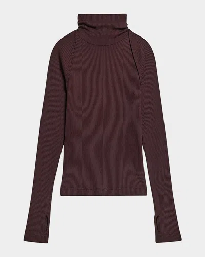 Helmut Lang Shrug Layer Turtleneck Sweater In Brown