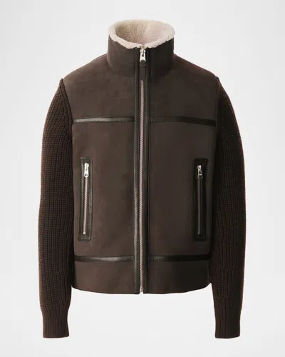 Mackage Jonathan Suede Full Zip Jacket In Brown