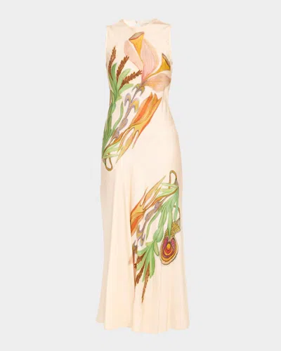 Ulla Johnson Gaea Printed Silk Midi Dress In White