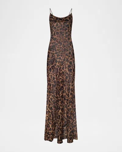 L'agence Leopard Christine Maxi Slip Dress In Multi