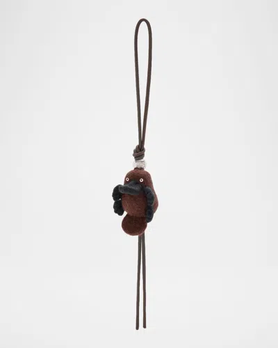 Loewe Platypus Wool Felt Bag Charm In Brown