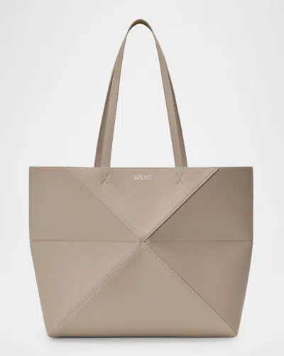 Loewe Medium Leather Puzzle Fold Tote Bag In Brown