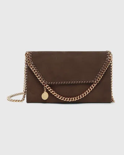 Stella Mccartney Falabella Mini Vegan Suede Crossbody Bag In Brown