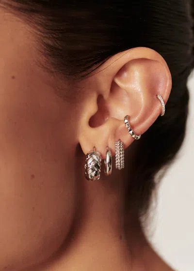 Missoma X Lucy Williams Waffle Mini Rhodium-plated Hoop Earrings In Metallic