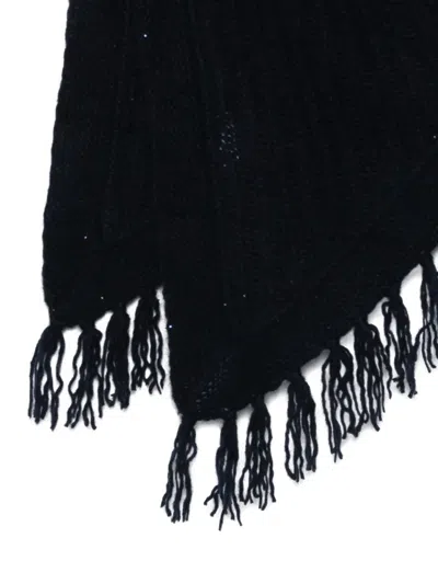 Hemisphere Fringed Scarf In Black