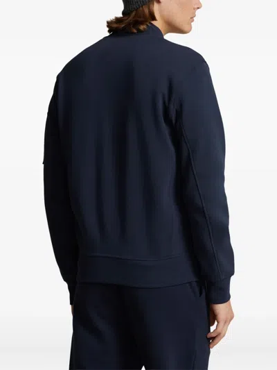 Polo Ralph Lauren Zip-up Embroidered Bomber-style Sweatshirt In Blue