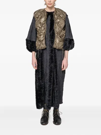 Muller Of Yoshiokubo Asymmetry Quilted Vest In Green