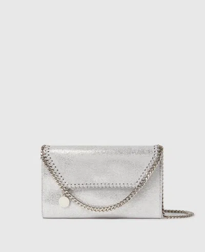 Stella Mccartney Falabella Wallet-on-chain Crossbody In Silver