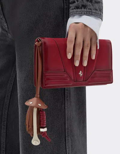 Ferrari Nappa Leather Charm With Scooby And Fringes In Brown