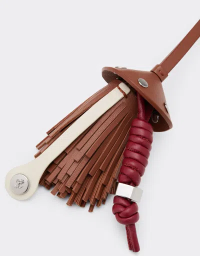 Ferrari Nappa Leather Charm With Scooby And Fringes In Brown