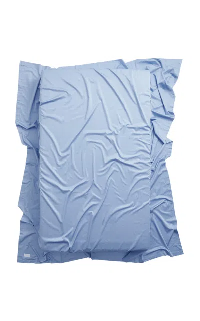 Magniberg Mother Pima Cotton Flat Sheet In Blue