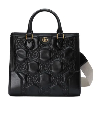 Gucci Gg Matelassé Leather Tote In Black